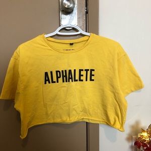 Yellow Alphalete Cropped T-Shirt